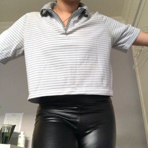 Mid zip polo shirt crop top